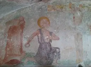 Particolare dell'affresco di Marco da Mel