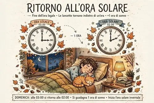 ritorno all'ora solare indietro un'ora