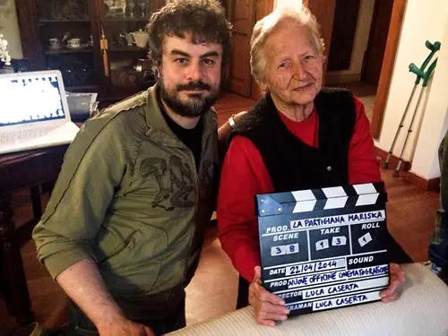 Luca Caserta e Leda Azzalini sul set di Mariska