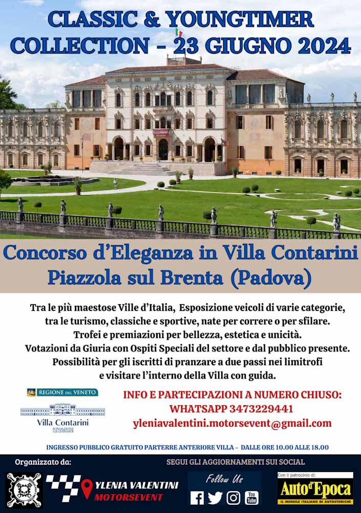 1° Classic & Yougtimer collection.  Concorso d’Eleganza a Villa Contarini, Piazzolla sul Brenta