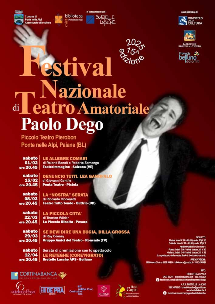 Sei appuntamenti per la 15ma edizione del Festival Nazionale di Teatro Amatoriale Paolo Dego