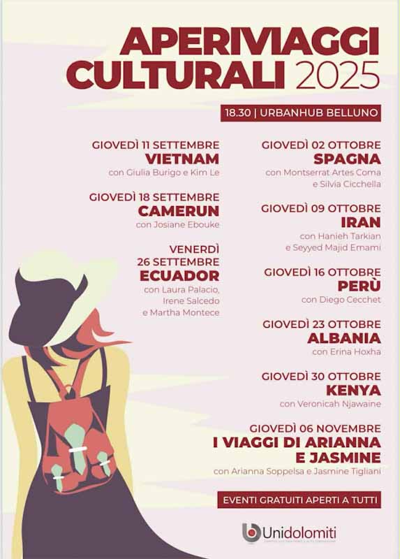 Aperiviaggi culrurali 2025: un viaggio tra le culture del mondo. Nove incontri, da settembre a novembre