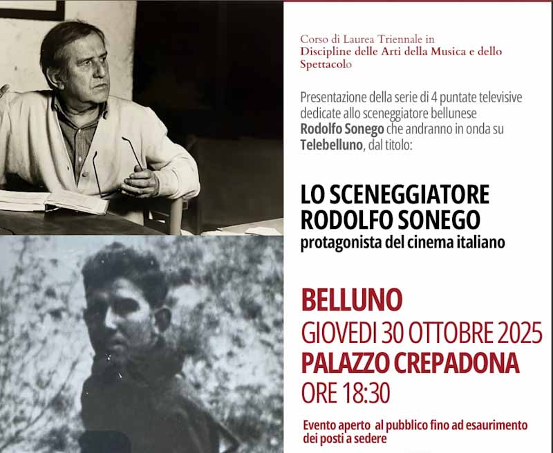 Cinema, storia e territorio: tributo a Rodolfo Sonego a Palazzo Crepadona