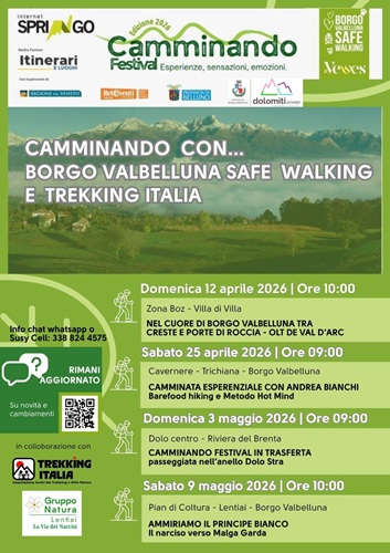 Borgo Valbelluna, Camminando Festival: al via gli incontri culturali le camminate