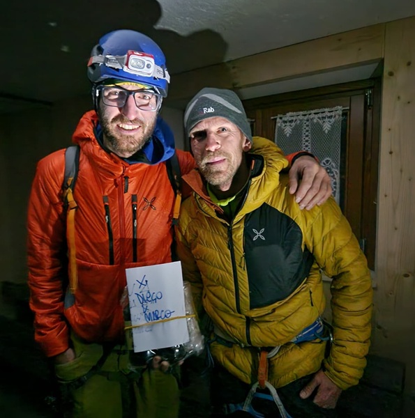 Marco Toldo e Diego Dellai, protagonisti della 5a storica ripetizione della Via Italo-Polacca sul Burèl
