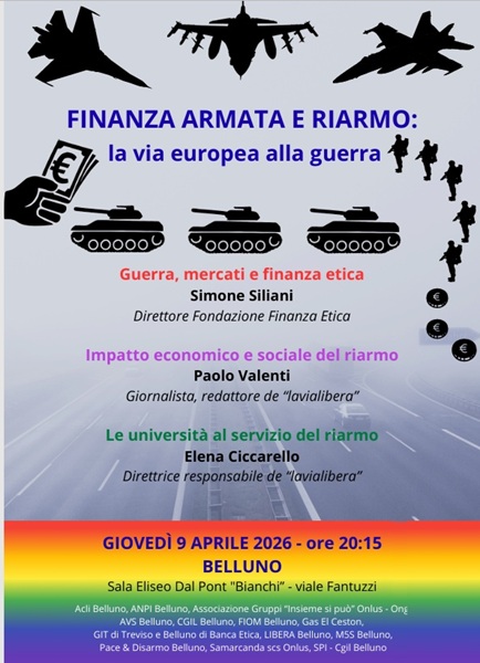 Finanza armata e nuovi arsenali: a Belluno il convegno sulla “via europea alla guerra”